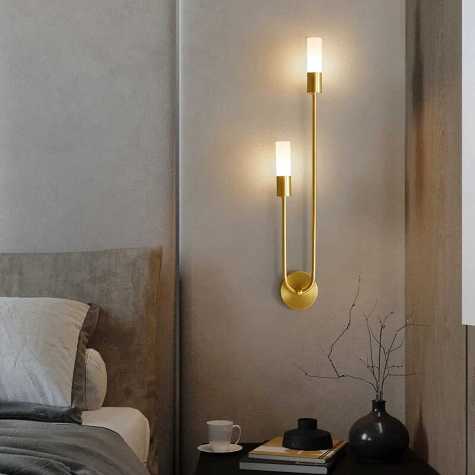 

Wall Sconce Lamps Lighting Fixture Nordic Style Modern Wall Sconce Cylinder 2 Lights Wall Light with Glass Shade for Bedroom