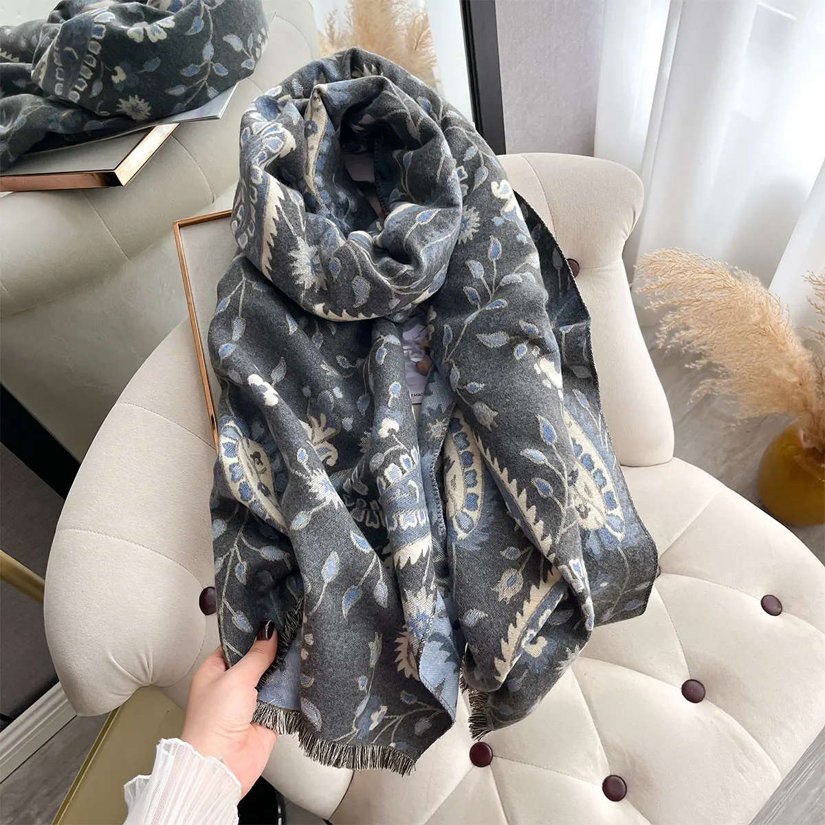 NEW Luxury Women Two-Sided Paisley Scarf Cashmere Soft Warm Pashmina Shawl Winter Outdoor Coldproof Windproof Blanket Scarf
