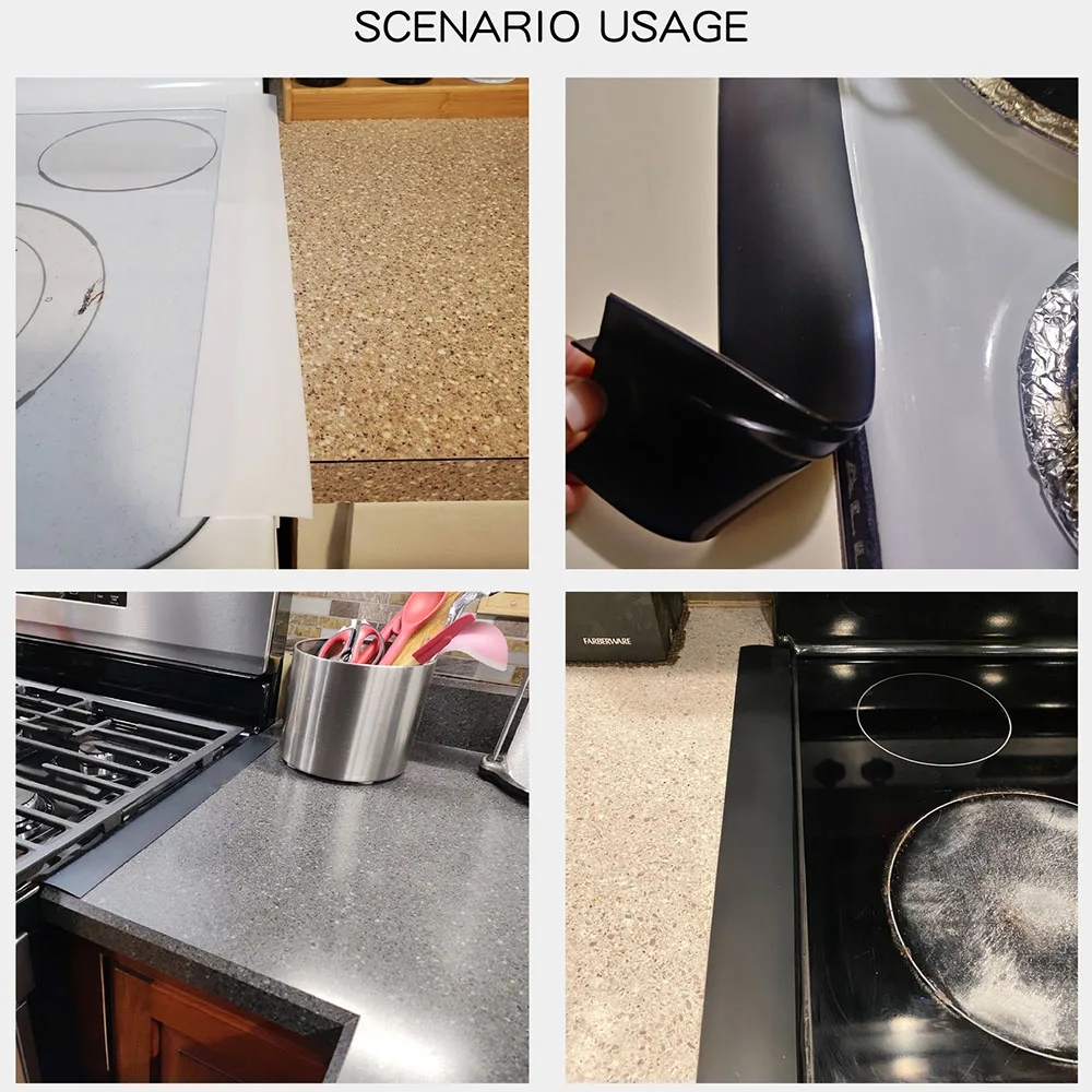 Stove Gap Cover 21'' 25'' Silicone Stove Counter Gap Cover Oven Guard Spill Seal Slit Filler
