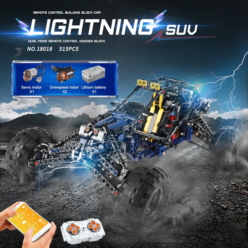 MOULD KING 18018 Technical Car Toys The MOC 3028 APP RC Motorized Blue Lightning Buggy Model Building Blocks Bricks Kids Gifts AliExpress