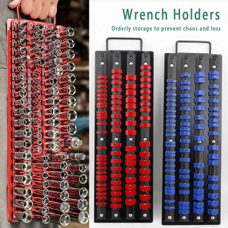 

80-Pcs Iron Premium Quality Adjustable Socket Holders, Portable Socket Organizer Tray, 1/4 3/8 1/2 Best Heavy Duty Socket Rail