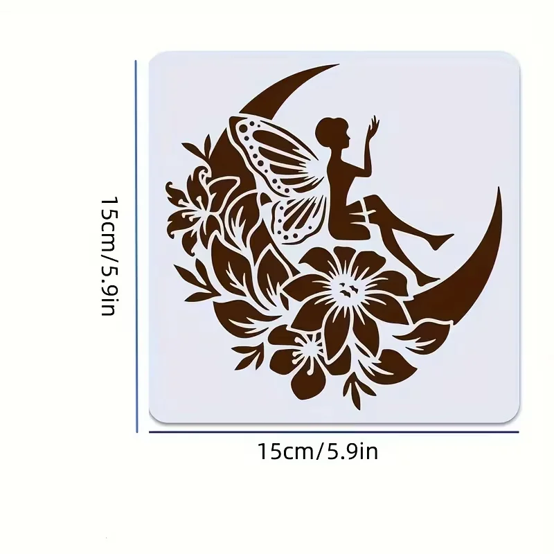 6pcs 문 엘프 시리즈 스텐실, DIY 홈 장식, 벽 예술, 나무 및 돌에 그라피티를 그릴 수 있는 5.9 재사용 가능한 플라스틱 템플릿, 문 스텐실
