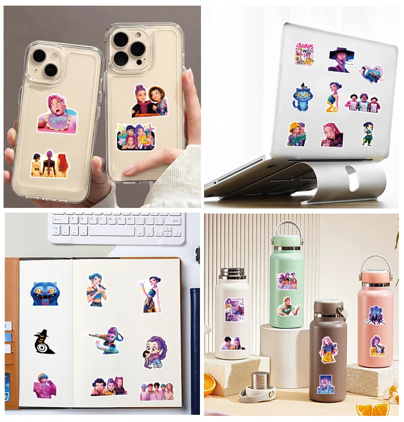 Anime KPop Demon Hunters Stickers DIY Stickers Scrapbooking Phone Luggage Skateboard Waterproof Decal 60Pcs