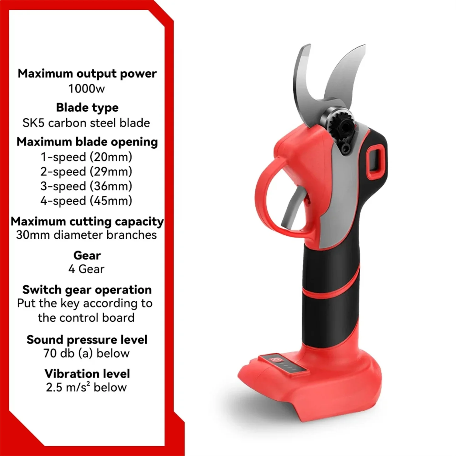 30mm 4Gears Brushless Electric Battery Pruner Pruning Shears Cordless Rechargeable Fruit Tree Pruning Shears For Makita 18V 6