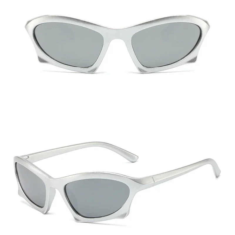 Солнцезащитные очки унисекс, уникальные спортивные зеркальные солнечные очки в стиле панк, с защитой UV400, Y2k