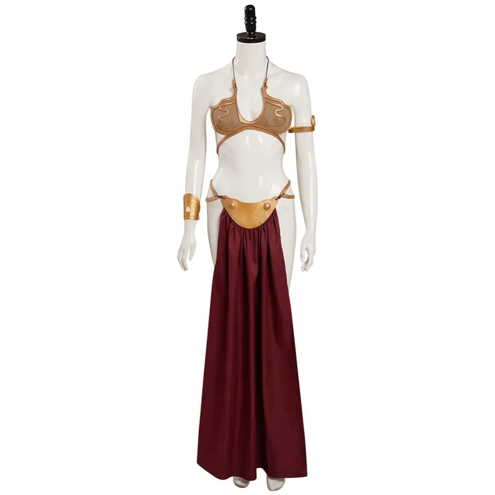 Princess Leia Cosplay Costume Movie Space Battle Fantasy Sexy Slave Dress Bikini Suit Women Halloween Party Outfits