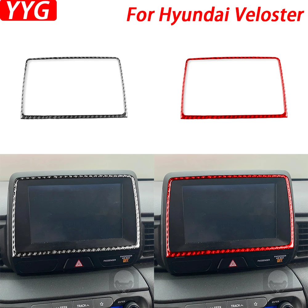 

Для Hyundai Veloster 2019-2023 углеродное волокно Центральная навигационная панель дисплея Декоративная полоса автомобильные аксессуары стикер