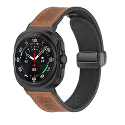 Magnetic Silicone Strap Sport Bracelet for Galaxy Ultra 47mm (Brown-Black)