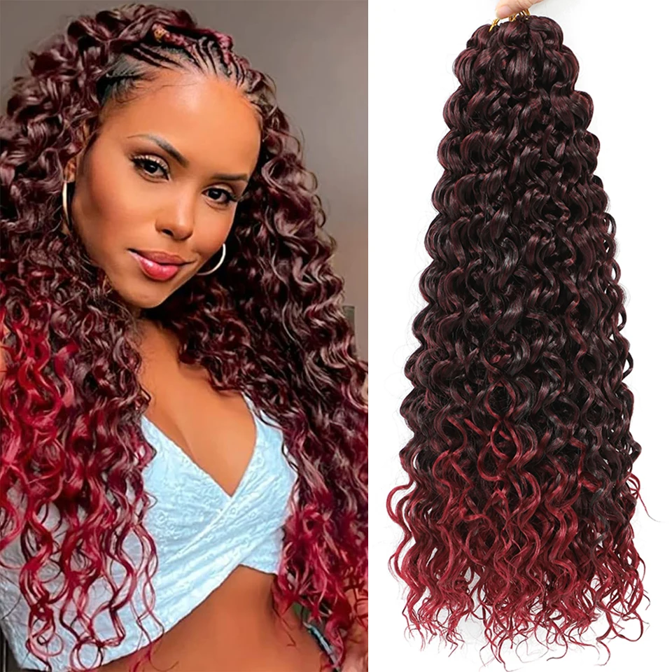 18 Inch Long GoGo Curl Crochet Hair 1-6 Packs Burgundy Blonde Ocean Wave Crochet Hair Beach Curl Deep Twist Crochet Curly Braids shine ash brown long straight good quality synthetic wig ash blonde wig for woman 150% 30 none lace full machine made wig