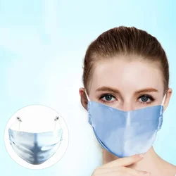 Elegant 100% Natural Real Silk Double Layer Breathable Face Mask with UV Protection - Dustproof and Washable (Blue)