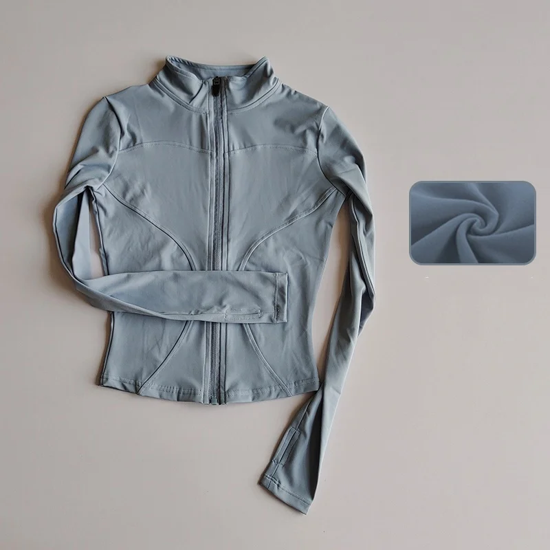 thumbnail image 1 of Deportes al aire libre de manga larga para mujer, ropa de Yoga ajustada, cárdigan con cremallera, chaqueta con cuello levantado, chaqueta para correr y Fitness, 1 of 6