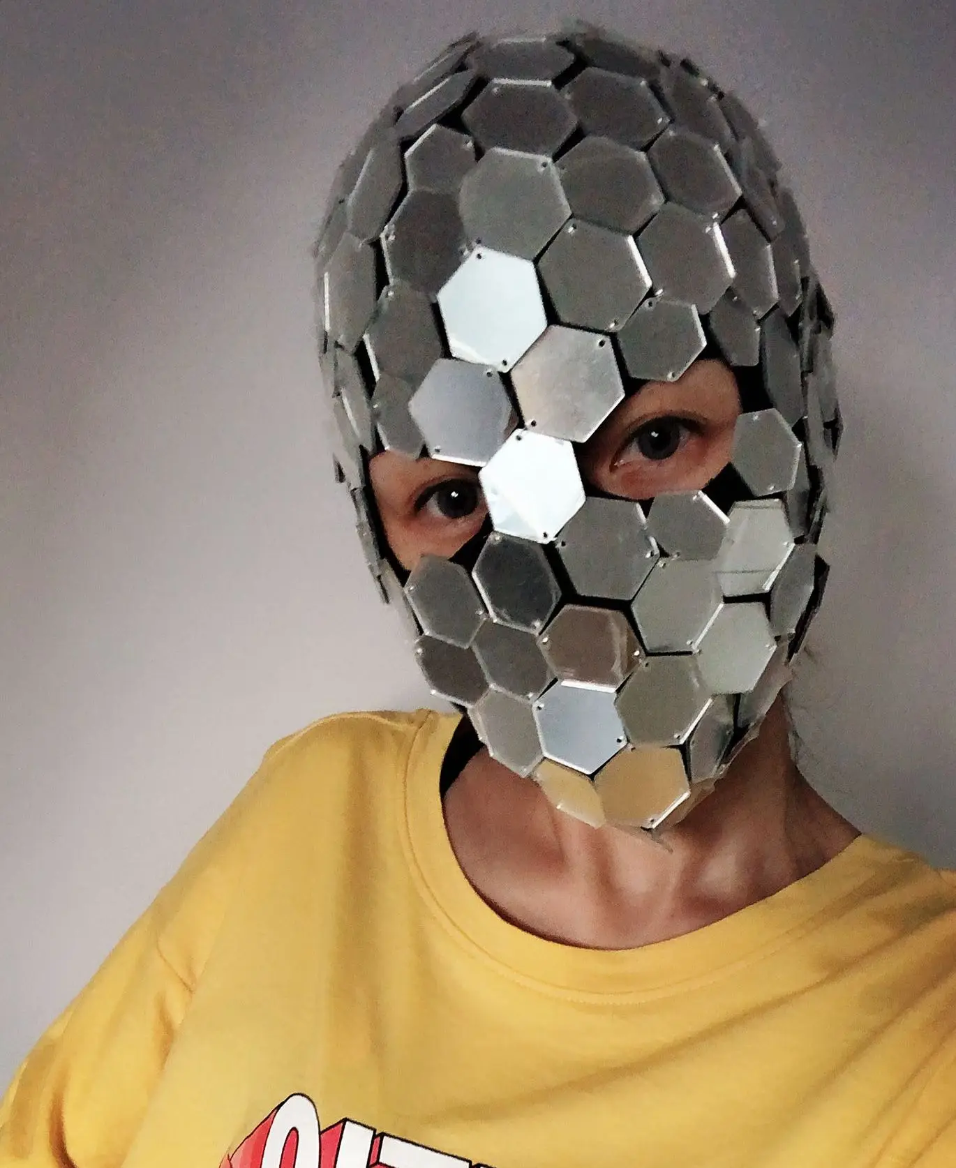 Couvre-chef à lentille hexagonale miroir GelCostume, couvre-chef masqué mystérieux