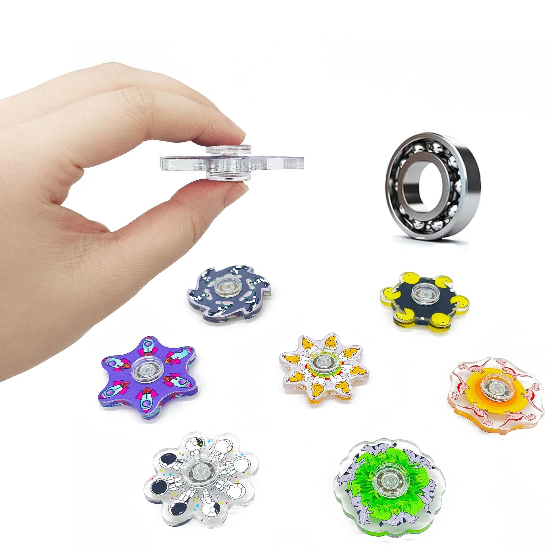 6 Stück 3D-Finger-Spielzeug, kreative Fingerspitzen-Laufrotation, visuelle Illusion, Cartoon, stressreduzierendes dynamisches optisches Gyroskop_voghion.com