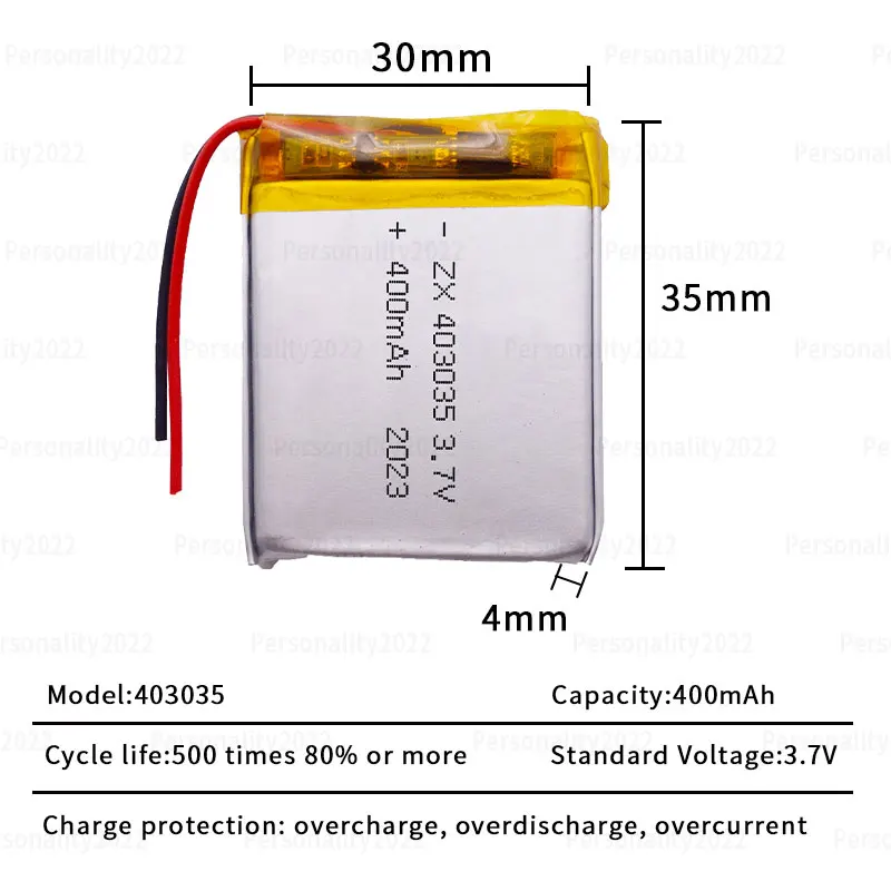 Batterie LiPo 3,7V 400mAh 403035 pour RC, GPS, IoT - Lot de 1/2/3