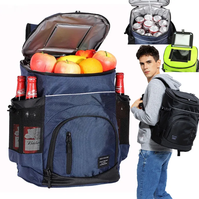 Soft Large 36 Cans Insulated Cooler Backpack 33L Refrigerator Bag