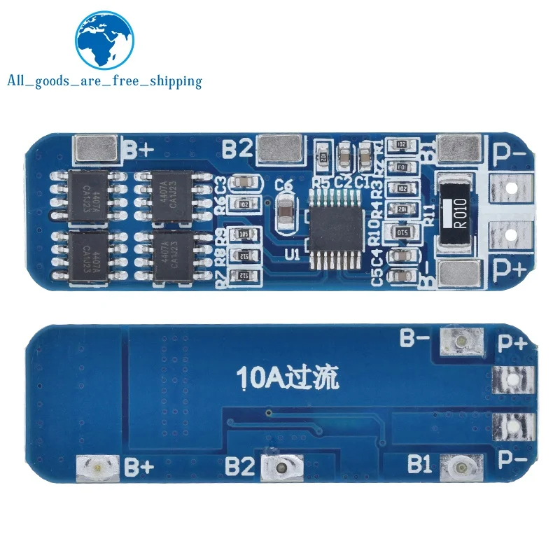 TZT 1/3개 3S 12V 18650 10A BMS 충전기 리튬 이온 배터리 보호 회로 보드 10.8V 11.1V 12.6V 전기