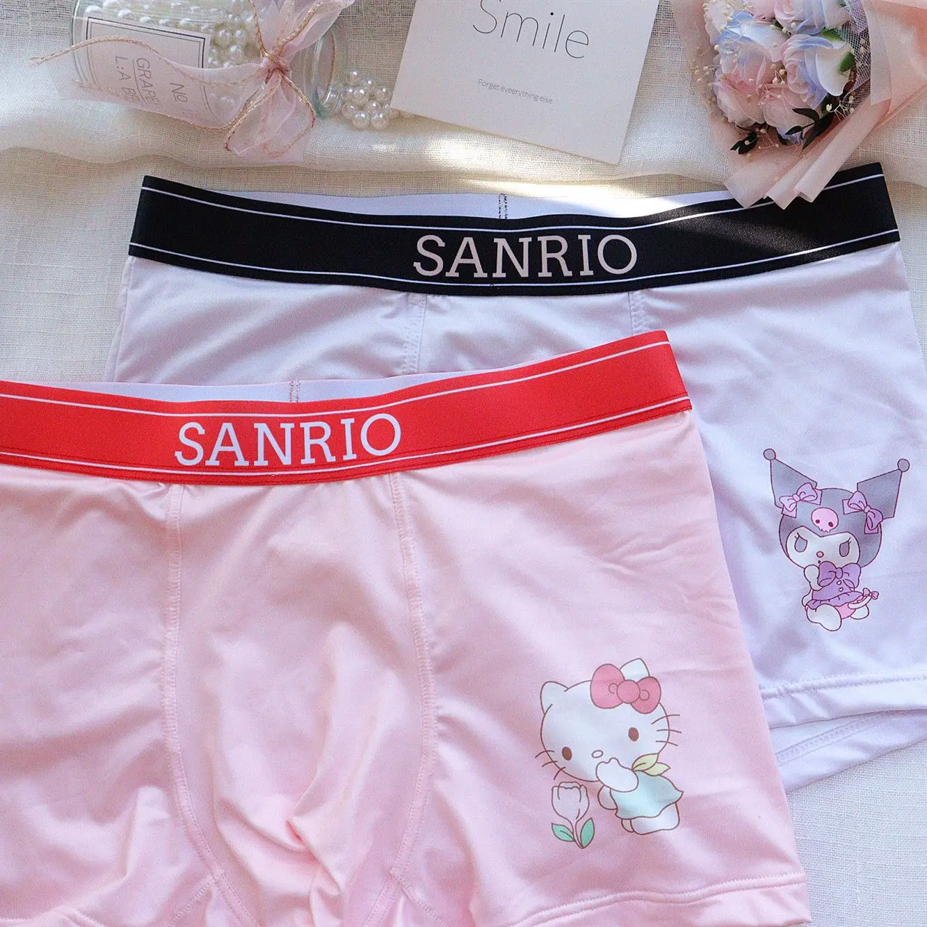 

Sanrio Pink Boys Underwear Hellokitty Cat Kuromi Cinnamoroll Cute Cartoon Send Boyfriend Boxers Give Your Boyfriend A Gift