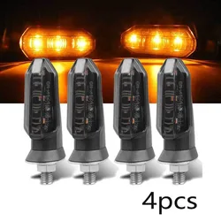 4pcs 12V 8mm Mini Motorcycle LED Turn Signal Light Amber Flashing Light Blinker Turn Signal lamp Moto Indicator Lamp Accessories