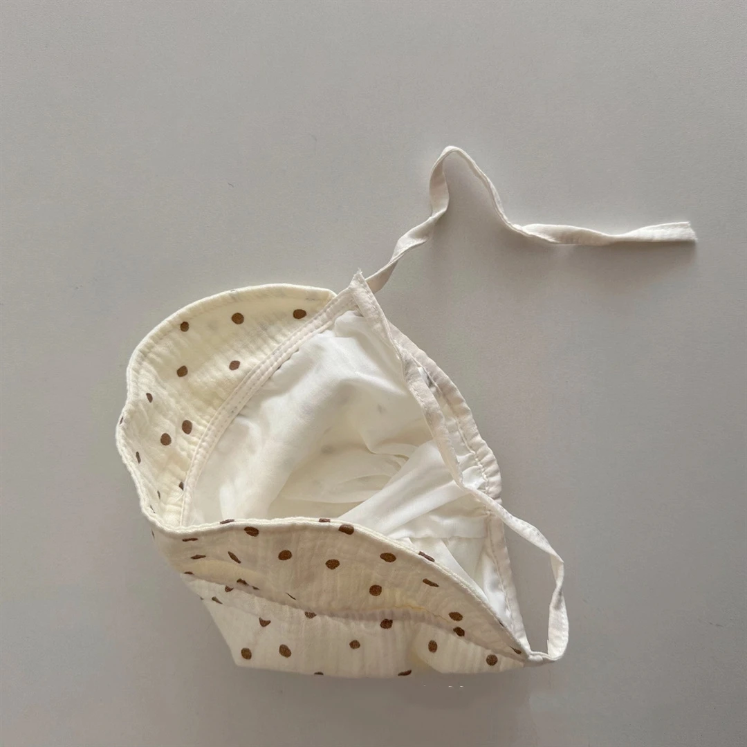 Korean Print Baby Sun Hat Cute Flower Cherry Infant Girls Princess Cap Spring Autumn Cotton Newborn Ear Protection Caps Bonnet