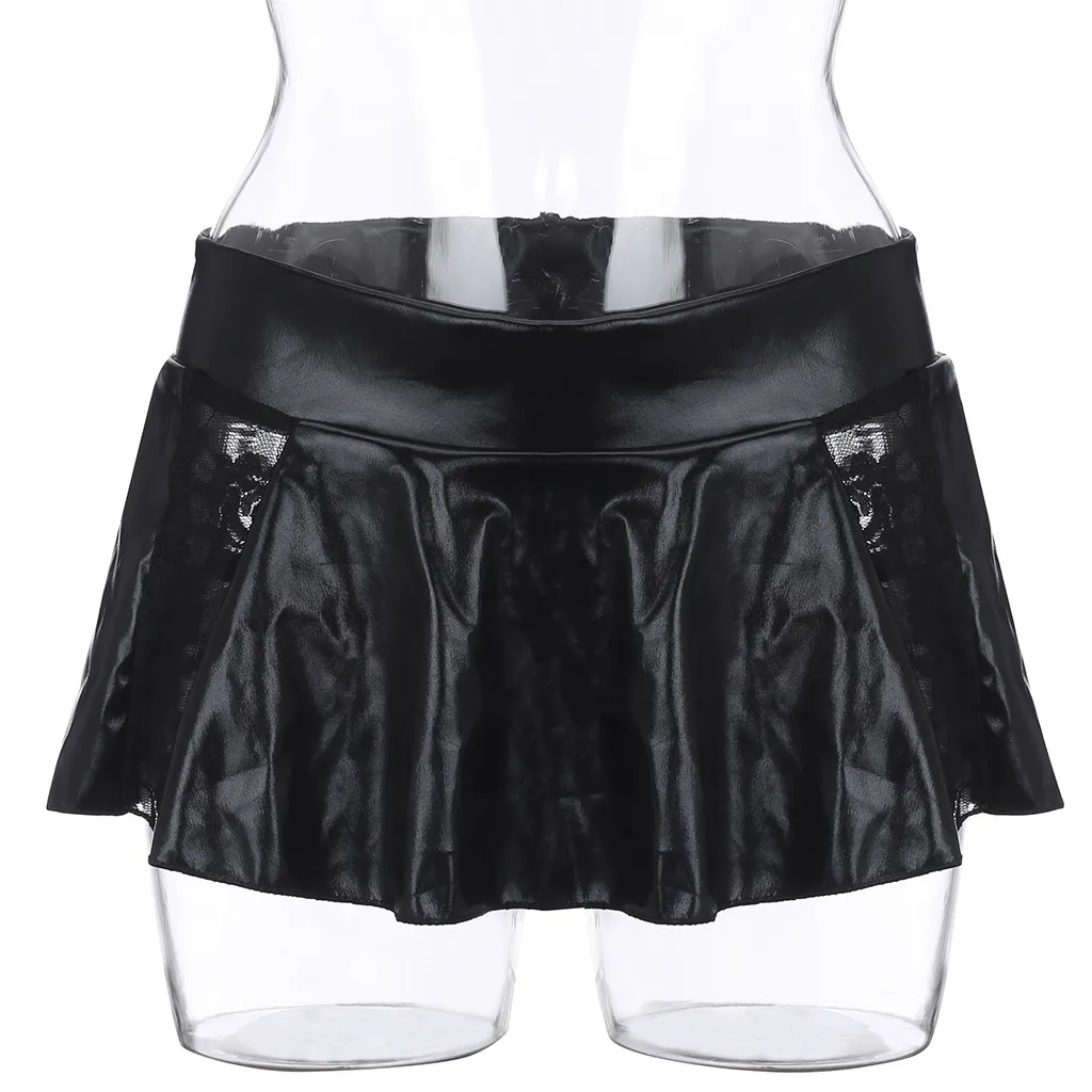 Fashion Clubwear Look Sexy Underwear Women Sexy Miniskirt Lace Lingerie Leather