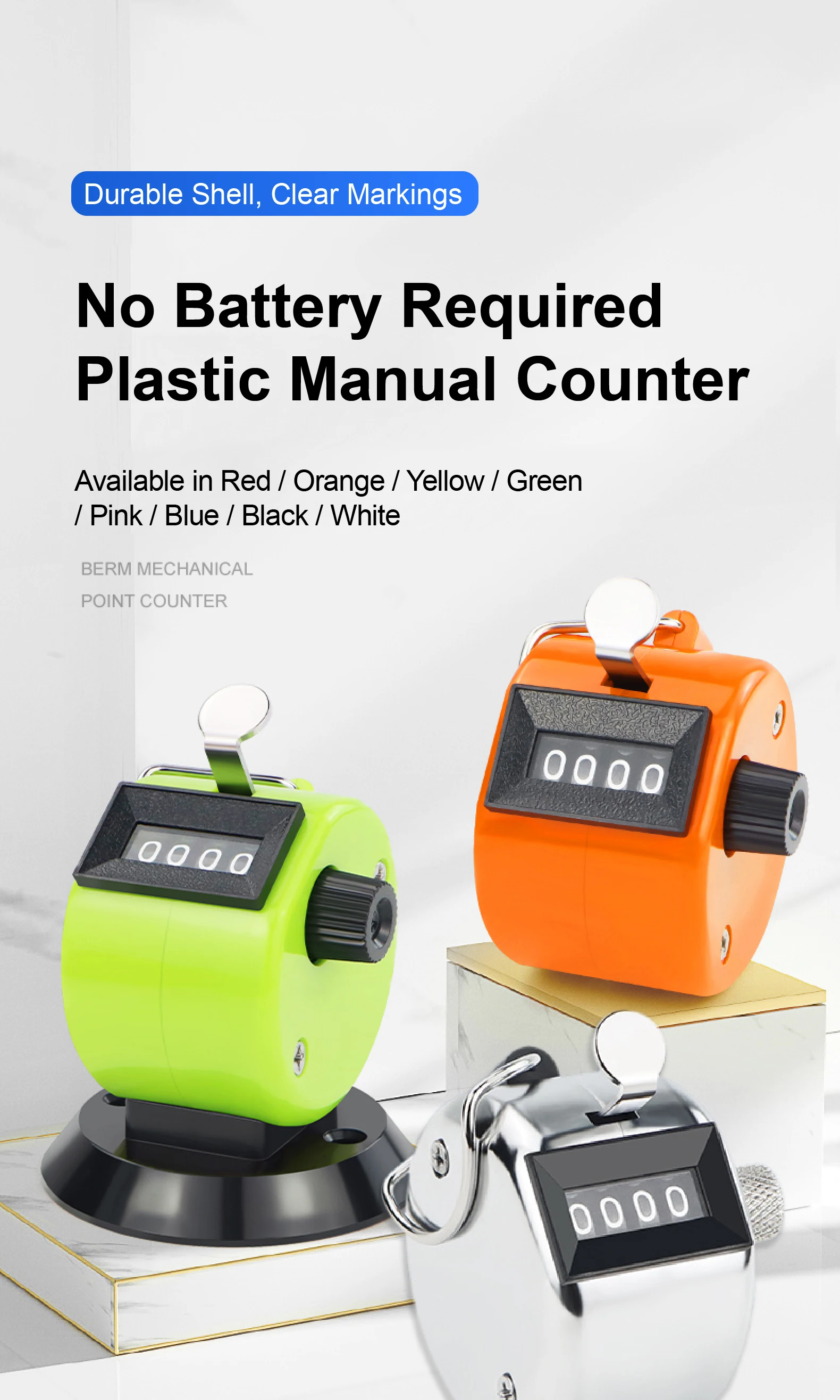 4 Digit Manual Tally Clicker Counter Handheld Mechanical People Crowd Passenger
