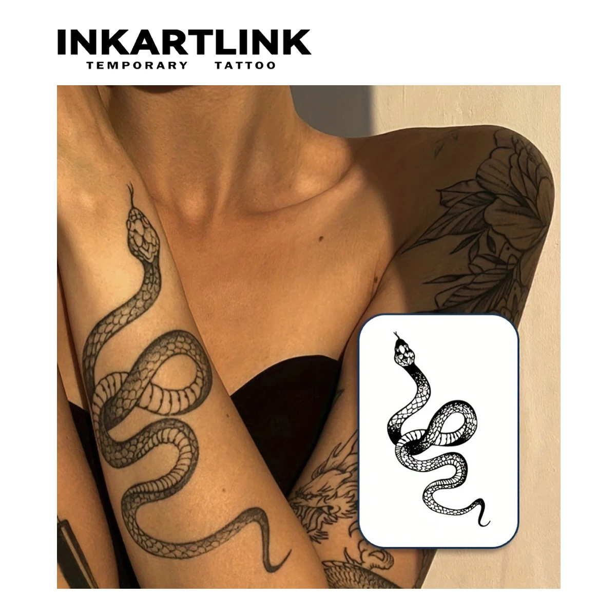 Snake temporary tattoo sticker, waterproof magic tattoo, lasts to 15 days fake tattoo, semi permanent tattoo 2