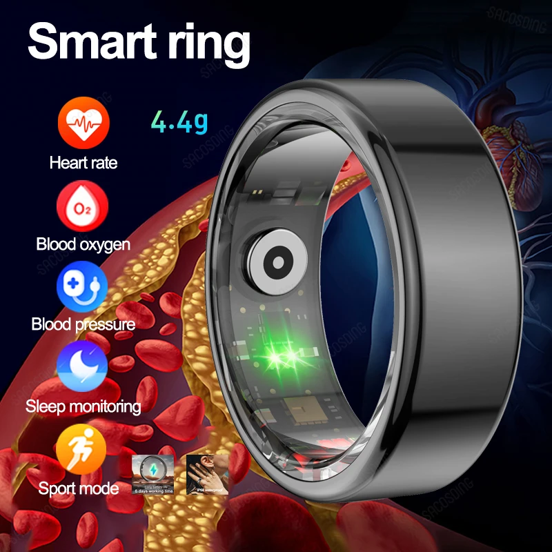

2024 Smart Ring Activity Fitness Tracker Heart Rate Sleep Monitor Blood Oxygen Steps Finger Ring For IOS Android Men Women Gifts