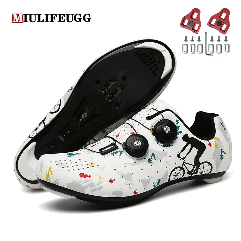 Cycling Shoes MIULIFEUGG MTB Cycling Shoes Men Sports Self-locking Road Bike Sneakers Clits Racing Women Bicycle Shoe Flat Cleat Mountain SPD