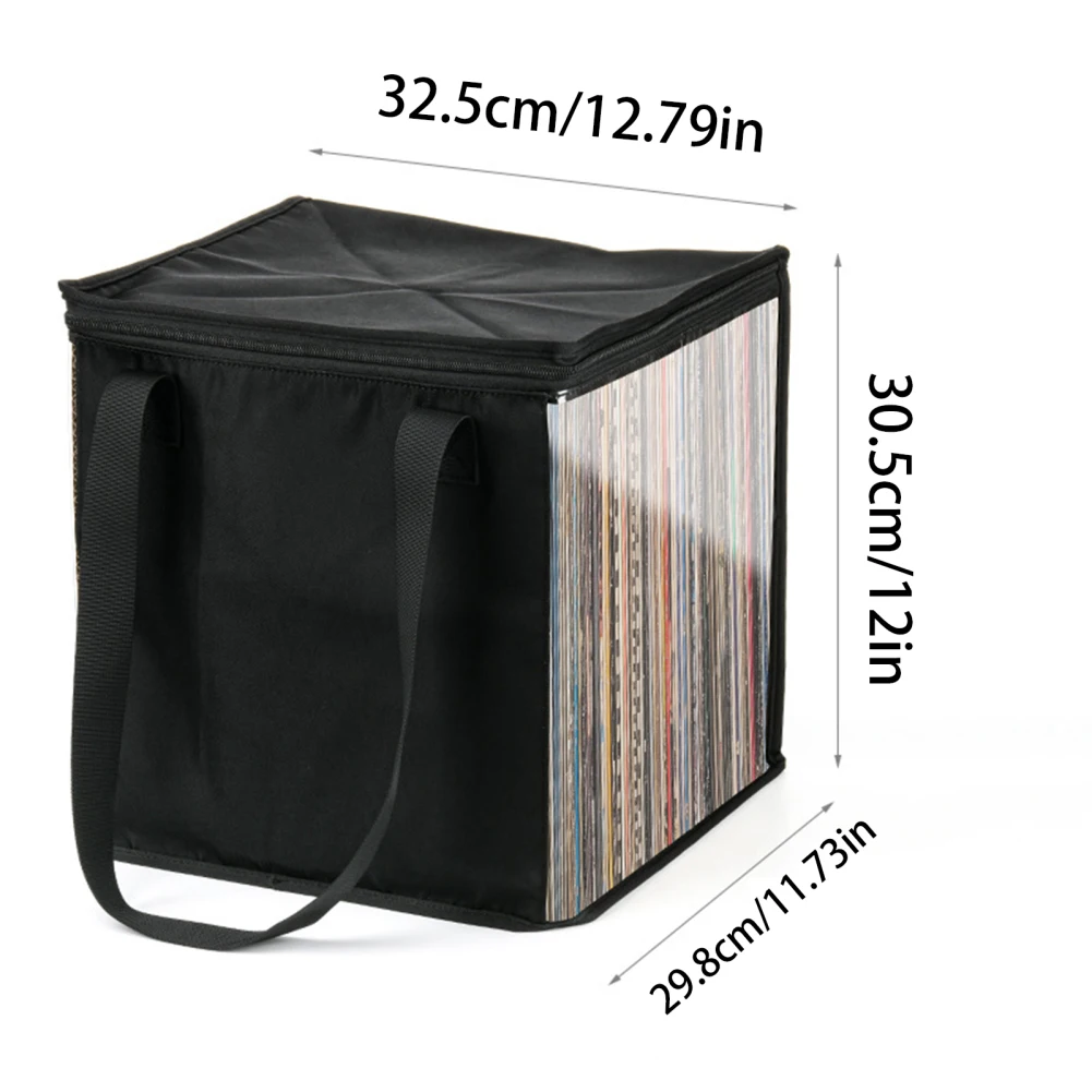Vinyl Record Storage Case Portable carrying case shockproof dustproof safe storage bag with lid handles for 12 inch vinyl albums