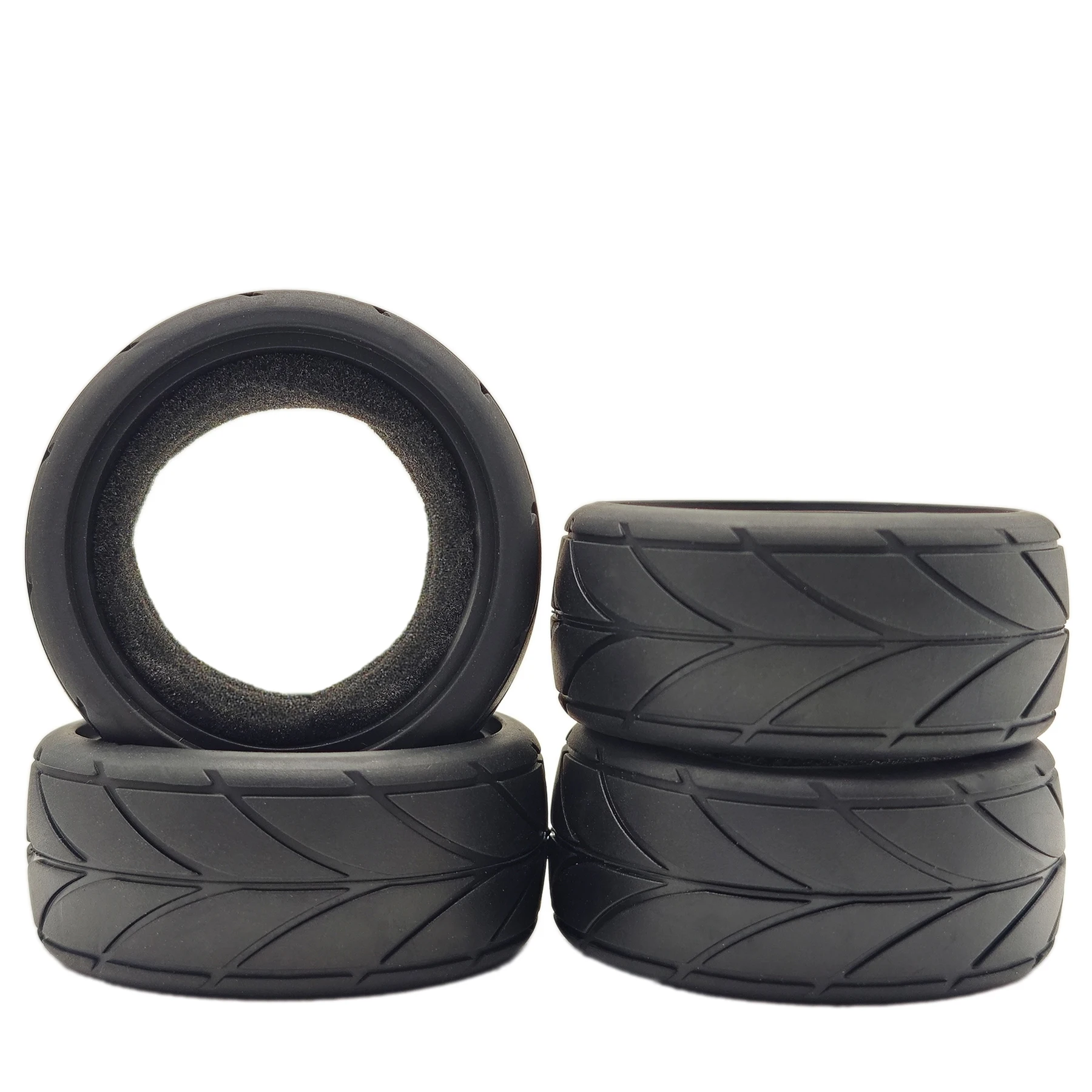 Pneus RC 1/10 4 pièces pour voiture drift tourisme - Caoutchouc souple avec inserts mousse