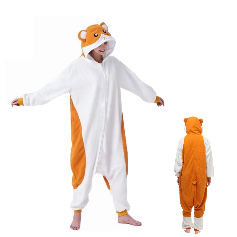 Kigurumi pajamas onesies Zipper XXL Men Women Hamster Anime Cartoon One-Piece Fleece Jumpsuit Funny Christmas Sleepwear Raccoon