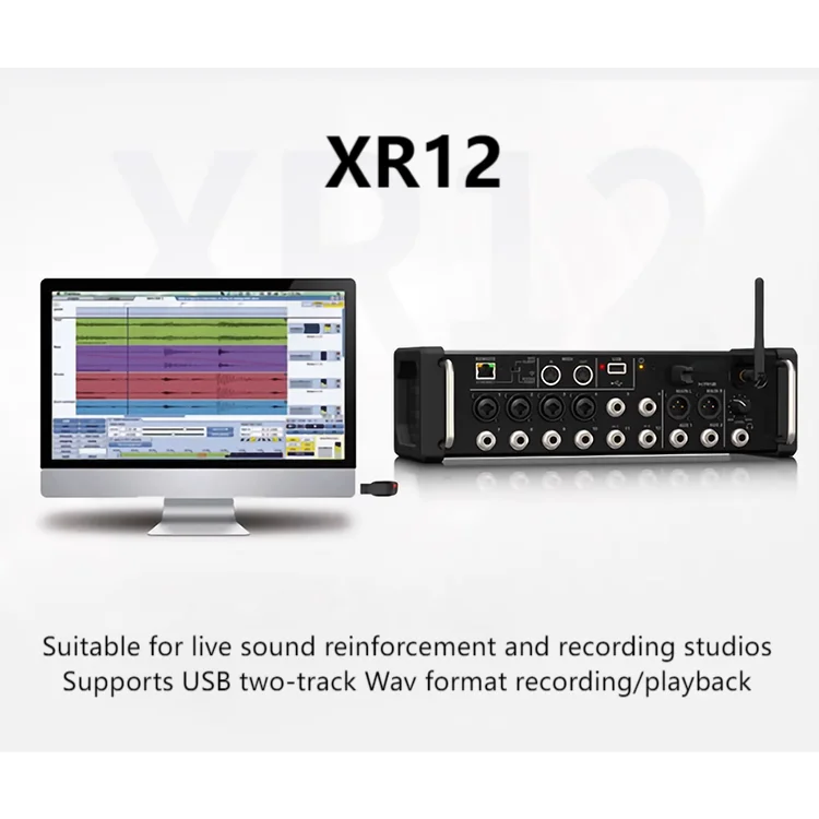 베스트셀러 XR12 8 라인 입력 아이패드 믹서용 디지털 전문 음악 라이브 디지털 오디오 믹서