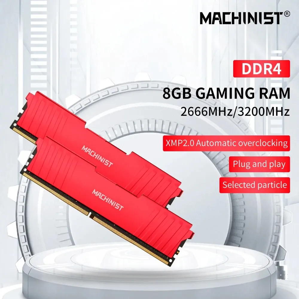 thumbnail image 1 of MACHINIST DDR4 RAM 8GB 16GB 2666HMz 3200mhz Desktop Memory with Heat Sink DDR4 RAM PC DIMM for All Motherboards, 1 of 4