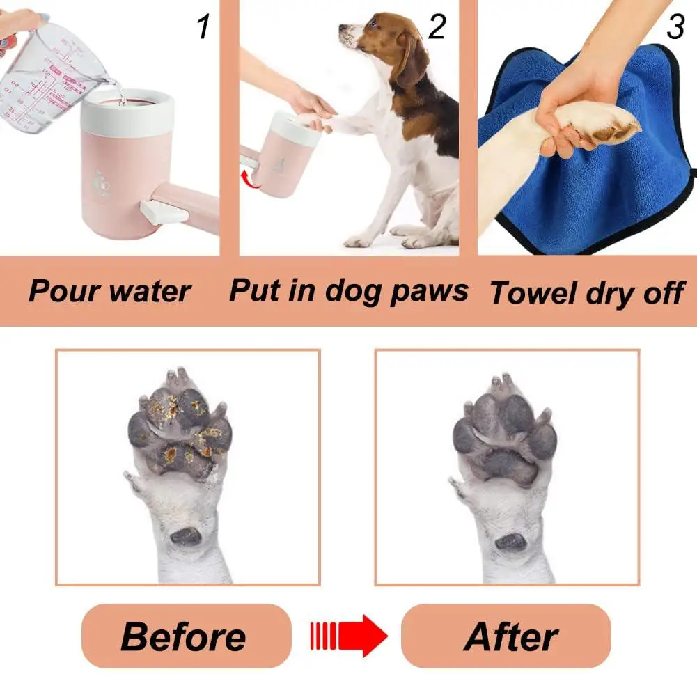 Pet Dogs Automatic Paw Cleaner Portable Electric Paw Washer Cup Foot Cleaner With Towel