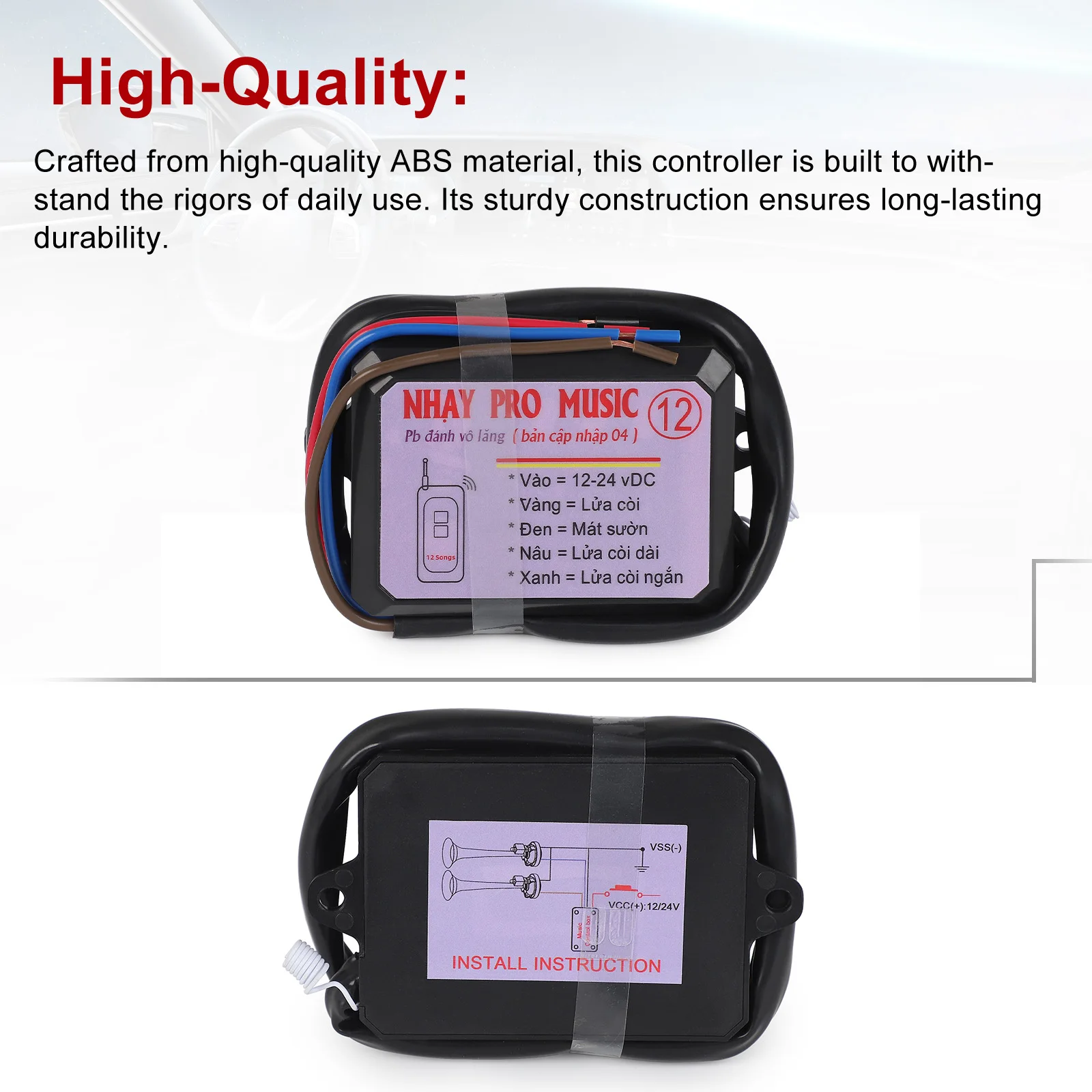 12 Tones 12-24V Nhay 3+ Pro Musical Horn Relay With Remote Control For Car Truck Van Motorcycle