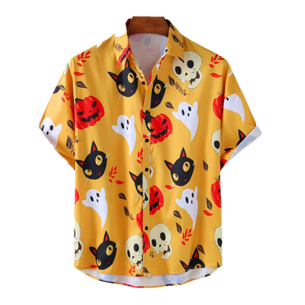 

Hawaiian Shirt For Men Summer Men's Shirt Anime Cat Print High Quality Men's Clothing Simple Fashion Daily Outdoor Street Style