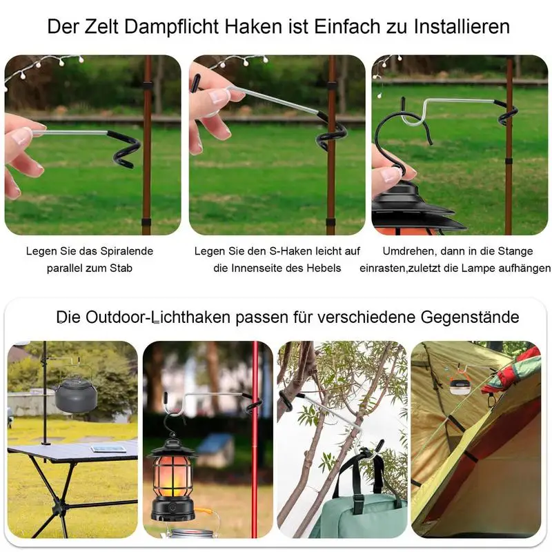 

Яркий крючок для палатки, внешнее освещение, 4 шт., крючок из нержавеющей стали для фонаря, портативный сверхпрочный крючок, крючки для лагеря, ветки дерева, для кемпинга