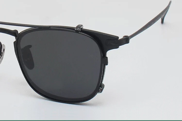 Yujo Men's Full Rim Square Titanium Eyeglasses Clip On Sunglasses Image 6