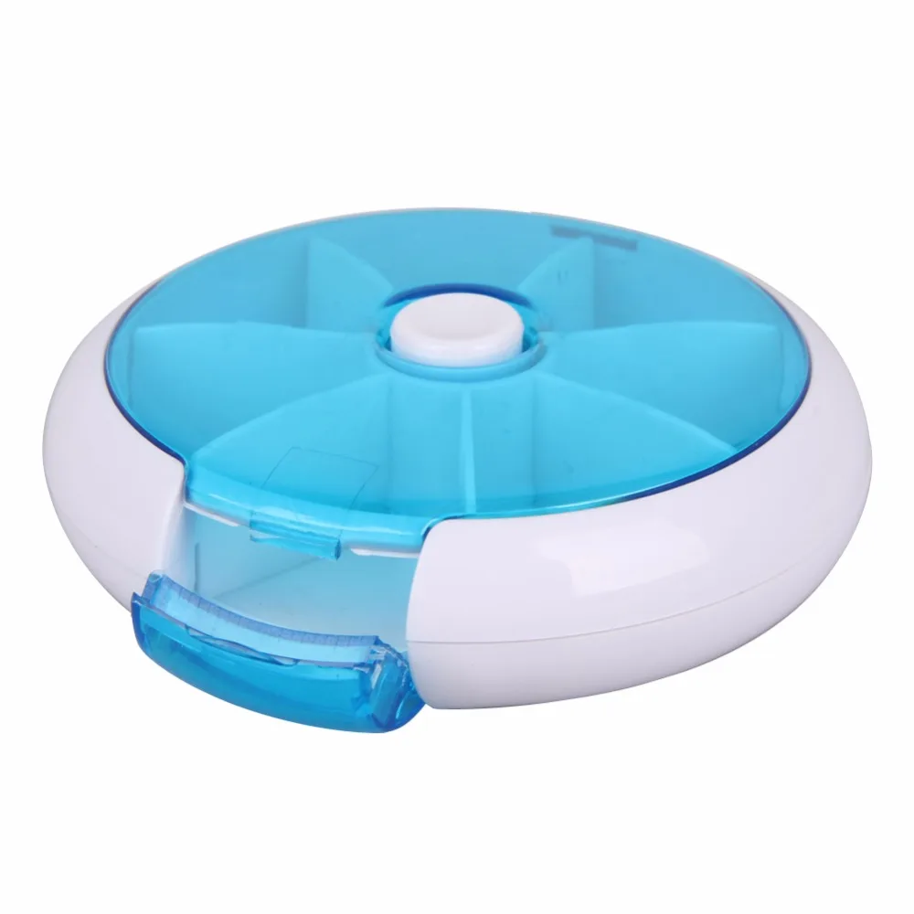 Creative multifunction round seven lattice rotation PCS portable 7, 7 days a week week plastic portable small boxes