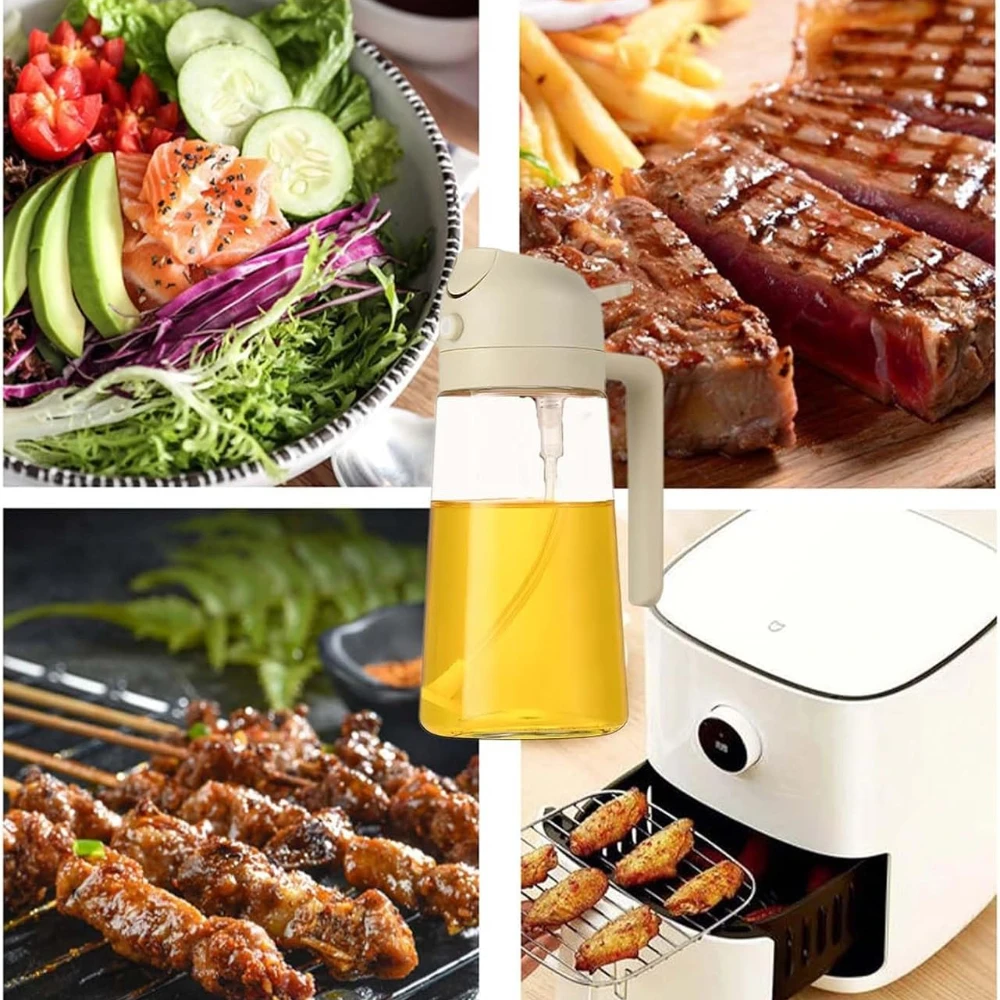 Pulvérisateur d'huile d'olive de cuisson en plastique 2 en 1, 500ml, 1 à 4 pièces, Spray d'huile de cuisson pour friteuse à Air de cuisine, cuisson, salade, grillades, barbecue