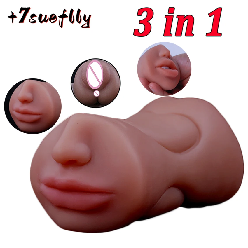 3 In 1 Vagina Stick Male Masturbator Sex Toys For Men Realistic Artificial Rubber Pussy Masturbation Real Oral Sexitoys Adult 18 male masturbator