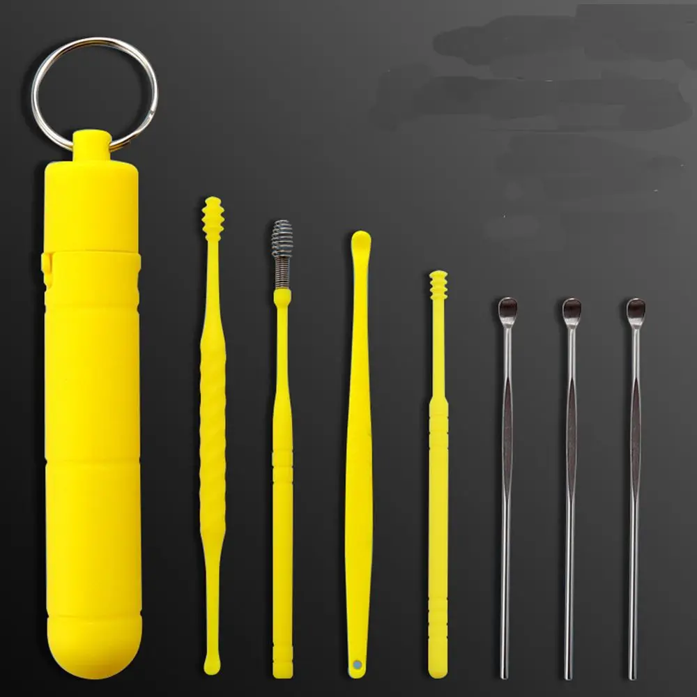 7pcs Ear Wax Removal Kit Reusable Stainless Steel Earwax Tool Earpick Cleaning Cleaner Care For Baby Adults | Красота и здоровье