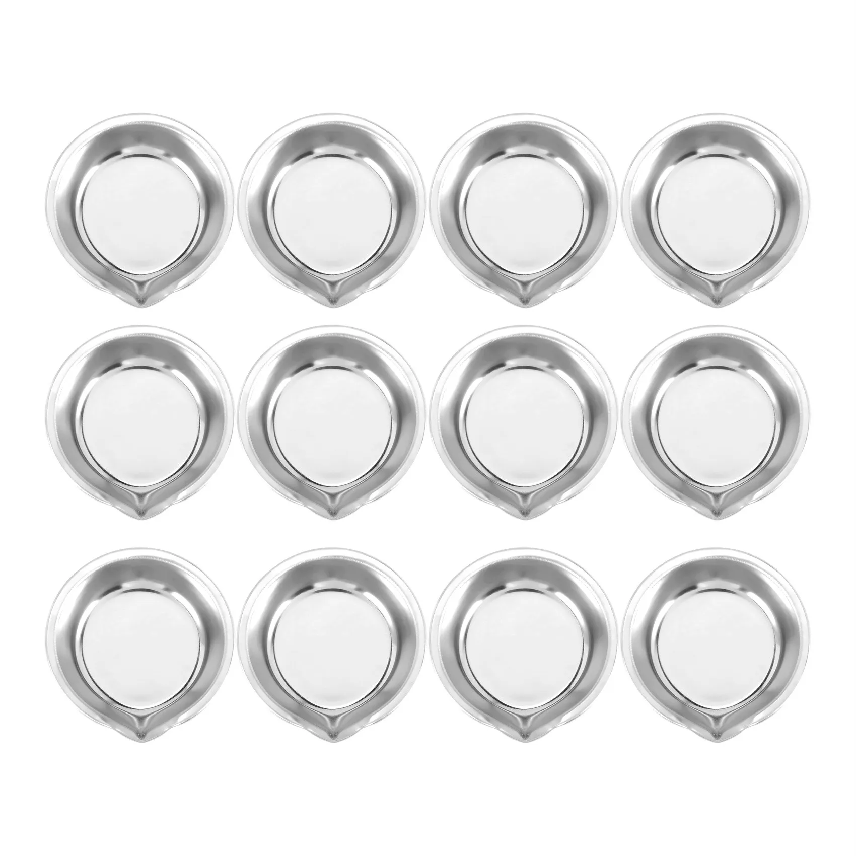 A23G 12Pcs 메이크업 팔레트 스테인레스 스틸 작은 원형 페인트 트레이 아티스트 수채화 물감 혼합 팔레트 트레이 아티스트용