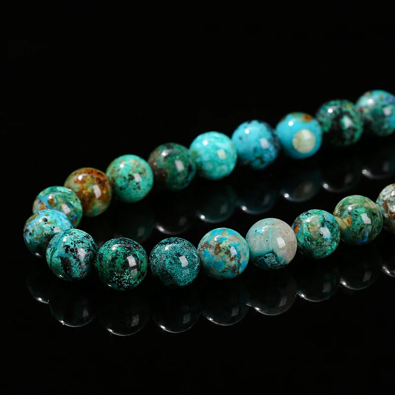Natural Azurite Chrysocolla Stone Beads Round Loose Spacer for Jewelry Making Bracelet Necklace DIY Accessory 6 8 10mm Wholesale