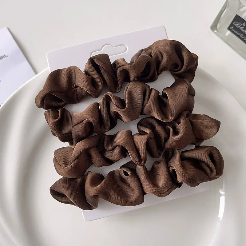 Elegant Solid Color Satin Pleated Scrunchies - Elastic Hair Ties for Women (3/4/5 Pack) Wholesale Accessories