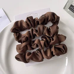 Elegant Solid Color Satin Pleated Scrunchies - Elastic Hair Ties for Women (3/4/5 Pack) Wholesale Accessories (C3 - 4PCS)