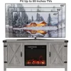 Fireplace TV Stand for Up to 65 Inches TVs, Farmhouse Center with Grooved Barn Doors, Media Console Table with Storage Cabinets 4