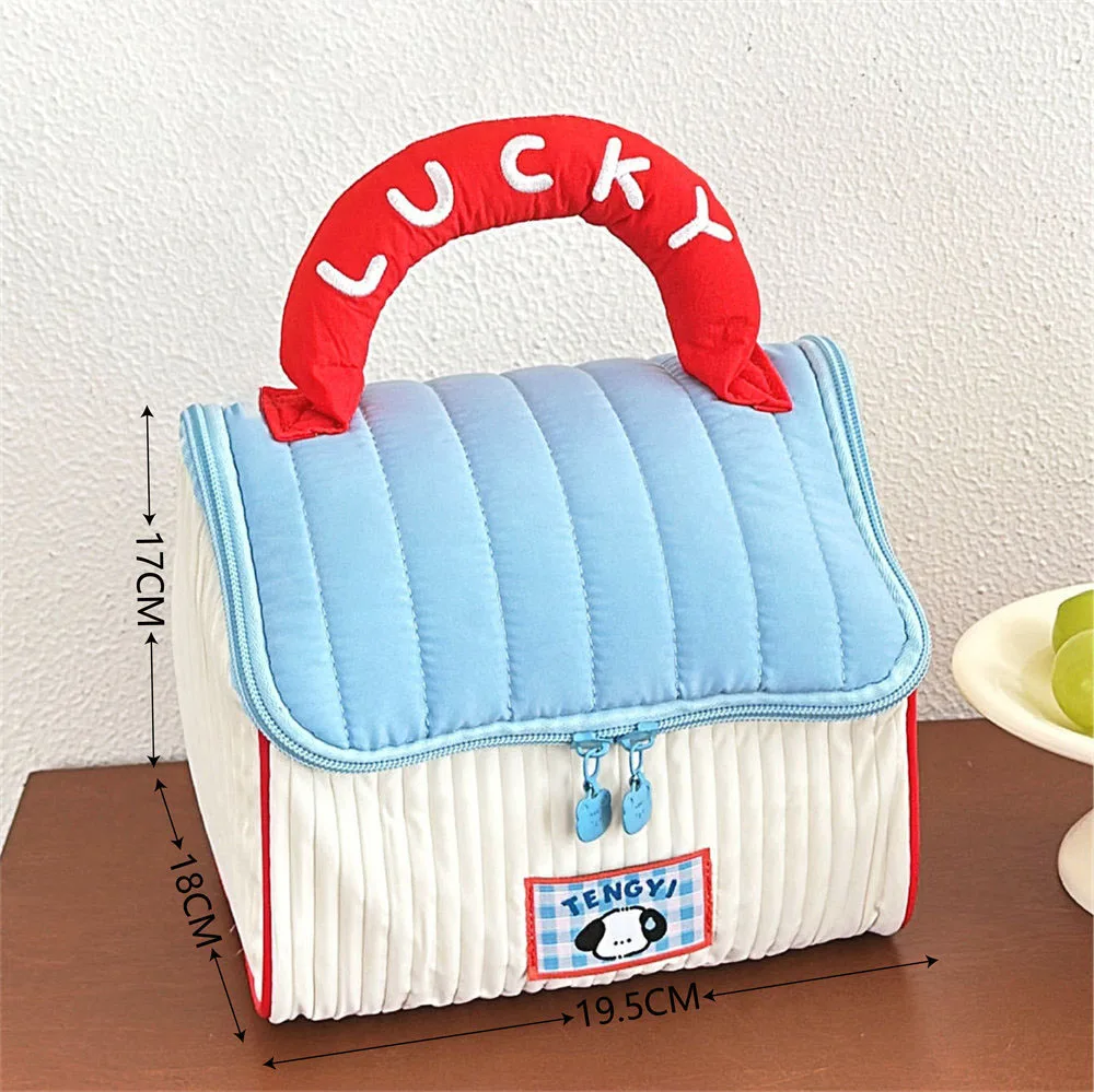 Lindo bolso de maquillaje de cabaña para niñas, bolsa de almacenamiento de cuidado de la piel de gran capacidad, bolsa de lavado de viaje portátil de mano