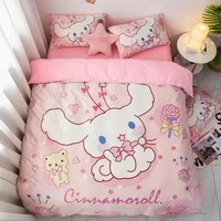 Sanrio Cinnamoroll Pink Duvet Cover Bedding Set Boys Girls Single Double King Size Quilt Anime Bedspread Home Bedroom Decoration 1