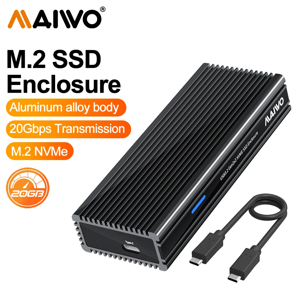 maiwo-boitier-nvme-m2-20gbps-usb-32-prise-en-charge-sen2-garniture-uasp-boitier-en-alliage-d'aluminium-type-c-vers-pcie-nvme-boitier-de-lecteur-d'adaptateur-ssd